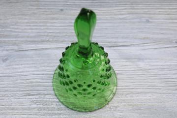 Fenton hobnail glass bell, 1970s vintage springtime green colored glass