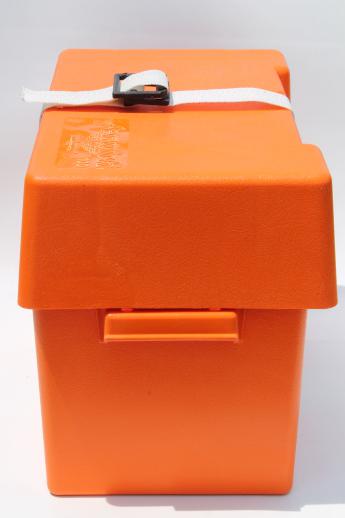 Fenwick 100 battery box in safety orange, sportsmans marine battery box for  trolling motor or rv