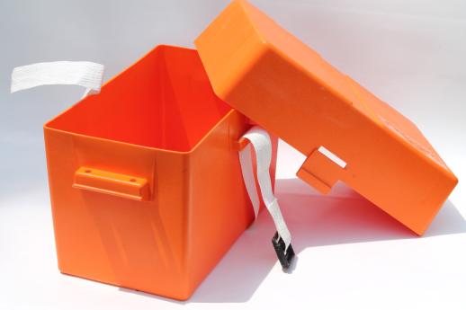 Fenwick 100 battery box in safety orange, sportsmans marine battery box for  trolling motor or rv