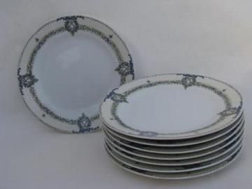 Field china, vintage Japan, 8 salad plates w/ garlands of purple roses