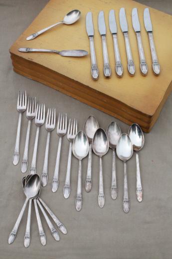 First Love 1847 Rogers Bros silver plate flatware, vintage silverware in box