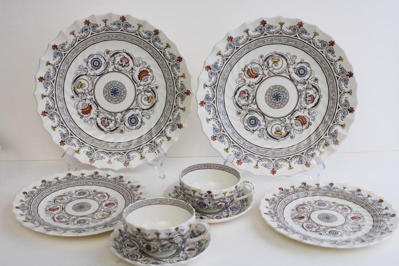 Florence pattern Spode china, vintage salad & dinner plates, cups & saucers