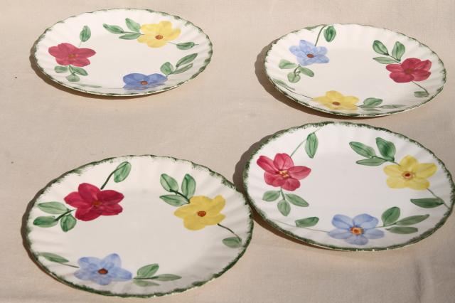 Flower Ring hand painted vintage Blue Ridge china Southern Pottery plates & platter