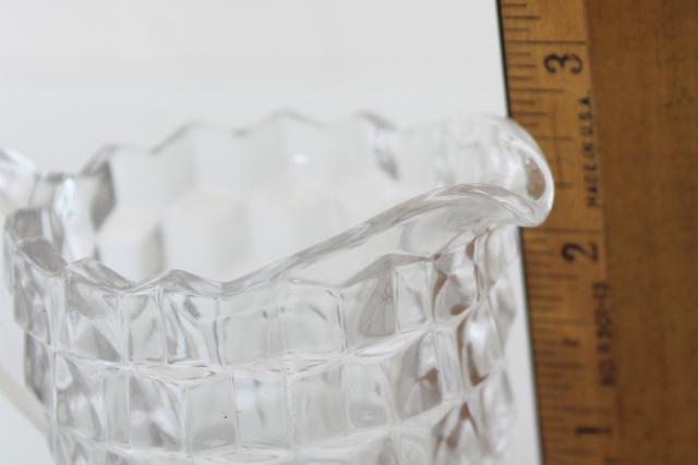 Fostoria American cube pattern mini cream pitcher & sugar bowl set, crystal clear glass
