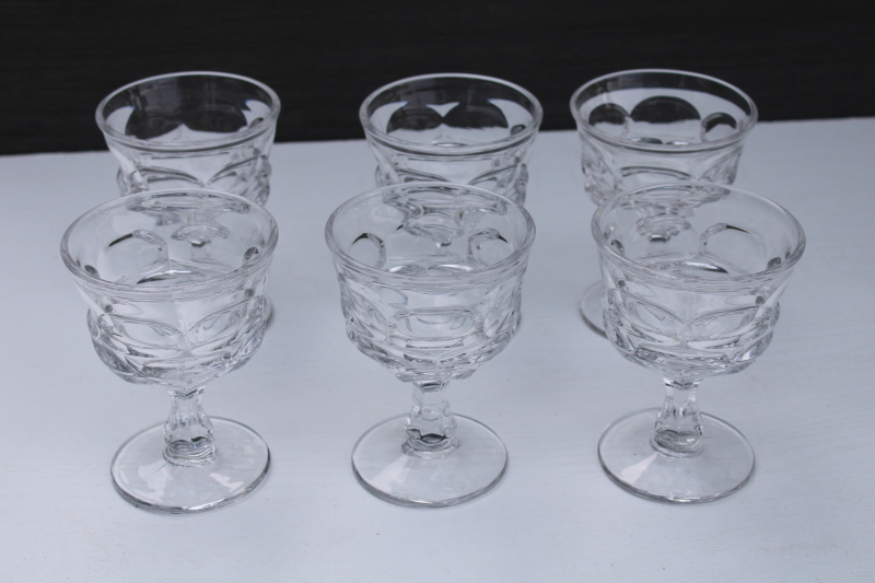 Fostoria Argus pattern crystal clear heavy pressed glass goblets, champagne or cocktail glasses
