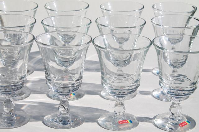 Fostoria Century water glasses / wine goblets set of 12 stems with original labels