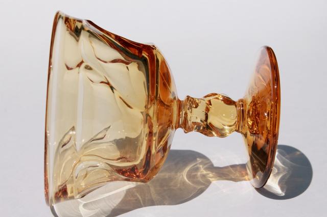 Fostoria Jamestown amber glass stemware, set of 10 sherbets or champagne glasses