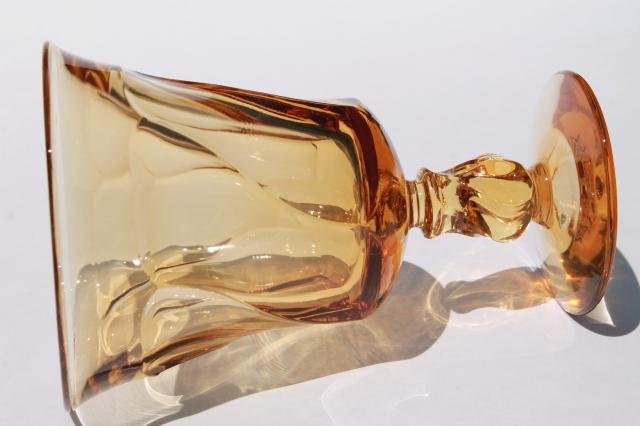 Fostoria Jamestown amber glass stemware, set of 10 water goblets or large wine glasses