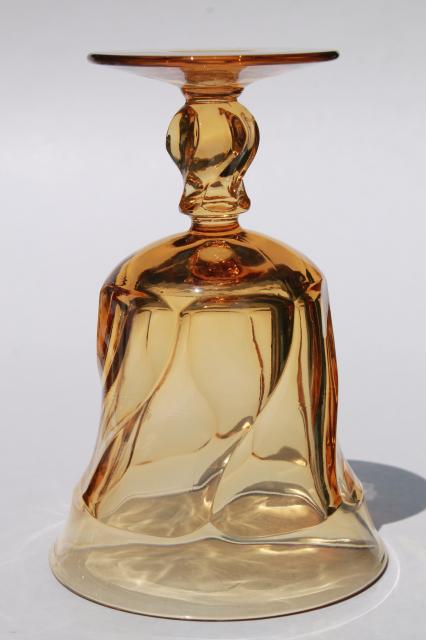 Fostoria Jamestown amber glass stemware, set of 10 water goblets or large wine glasses