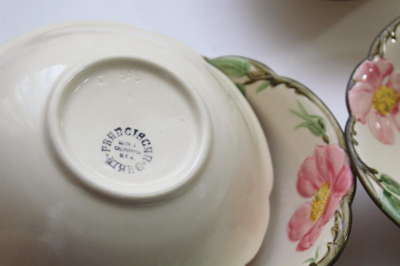Franciscan Desert Rose china cereal bowls set of six, vintage California pottery