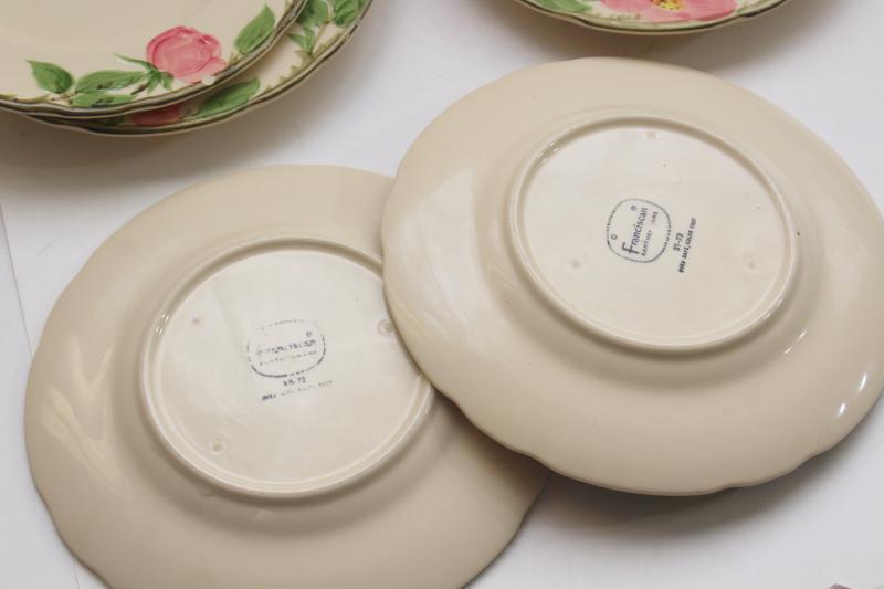 Franciscan Desert Rose china salad plates set of six, vintage California pottery