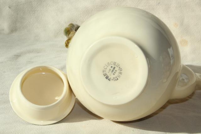 Franciscan Desert Rose coffee pot, green trim on lid - vintage back stamp USA mark
