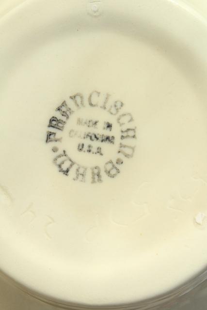 Franciscan Desert Rose coffee pot, green trim on lid - vintage back stamp USA mark