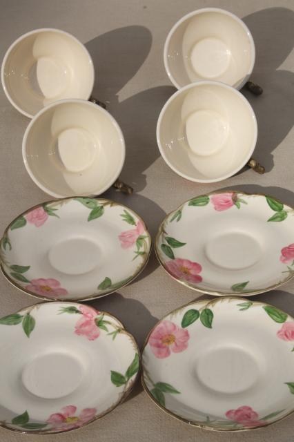Franciscan Desert Rose cups & saucers set of four, vintage USA backstamp