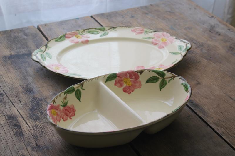 Franciscan Desert Rose vintage California pottery platter & divided bowl