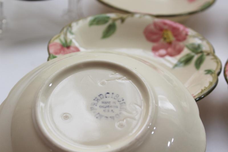 Franciscan china Desert Rose pattern fruit bowls, vintage pottery dinnerware