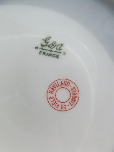 GDA Charles Field Haviland Limoges vintage pink floral china fruit bowls