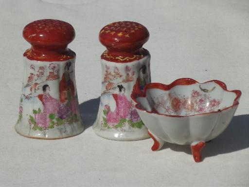 Geisha girl hand-painted china, vintage Japan porcelain tea pot set