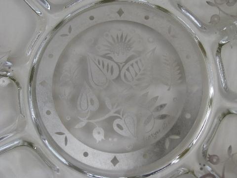 Georges Briard, signed silver overlay divided plate, cocktail relish tray