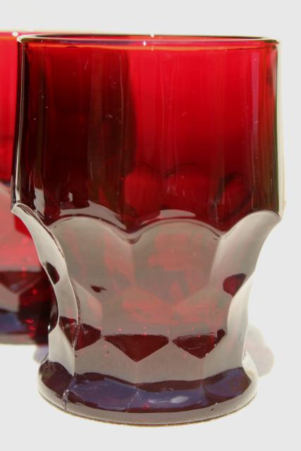 Georgian pattern glass tumblers, vintage Anchor Hocking royal ruby red glassware