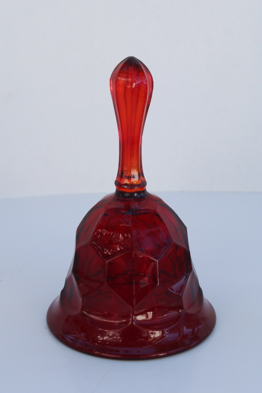 Georgian pattern ruby red glass table bell, vintage Viking glass