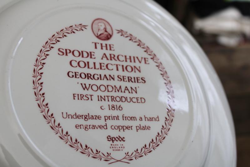 Georgian series set of six Spode china dinner plates archive patterns cranberry red