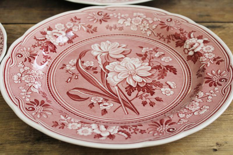 Georgian series set of six Spode china dinner plates archive patterns cranberry red