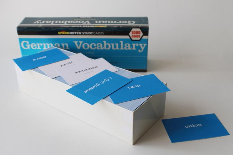 German English flash cards set, 1000 word cards for vocabulary teaching or sign art