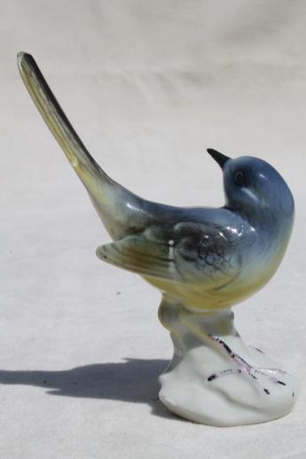 German china blue bird figurine, GDR porcelain bluebird, 70s vintage?