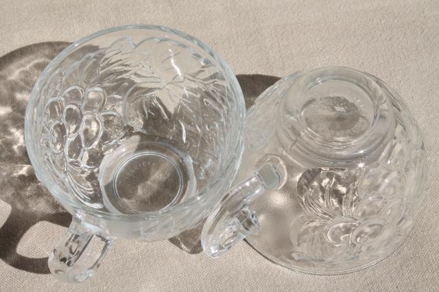 Gibson glass punch bowl & cups set, Concord harvest fruit pattern glass w/ cherries