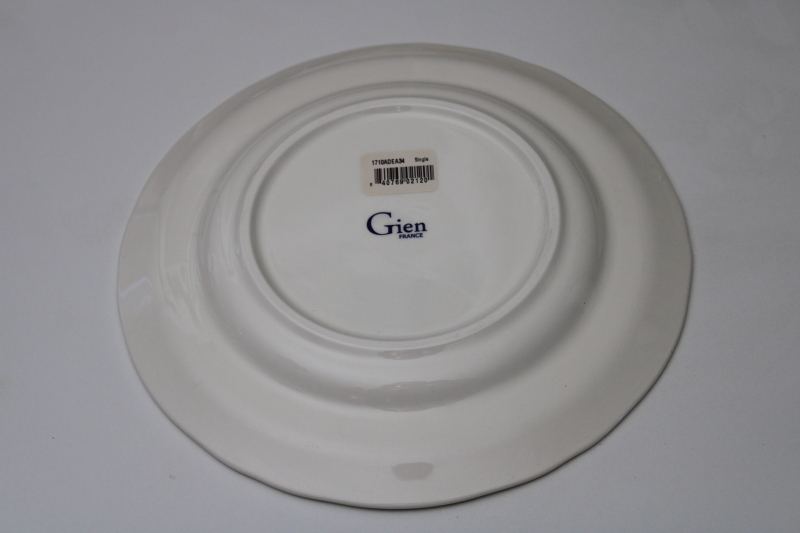 Gien France Pont aux choux cream color plate w/ A monogram letter in blue, new never used
