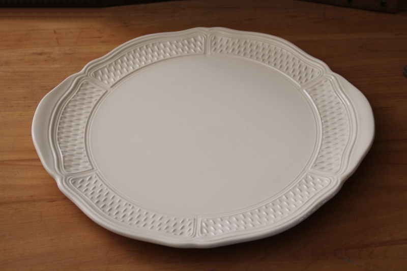 Gien France handled cake plate, never used Pont aux choux pattern cream color