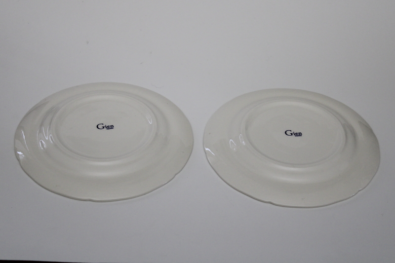 Gien France salad or canape plates, never used Pont aux choux pattern cream color