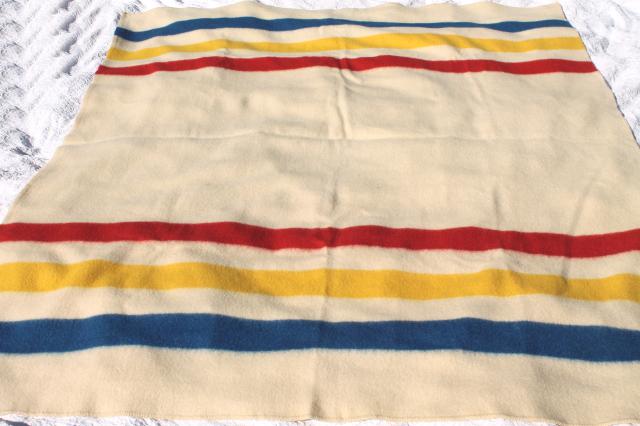 Golden Dawn Hudson's Bay stripe blanket, unused vintage wool camp blanket