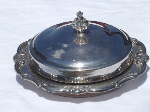 Gorham Strasbourg silver plate round covered butter dish dome and plate