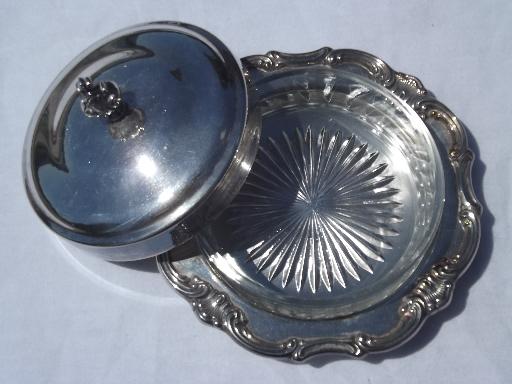 Gorham Strasbourg silver plate round covered butter dish dome and plate