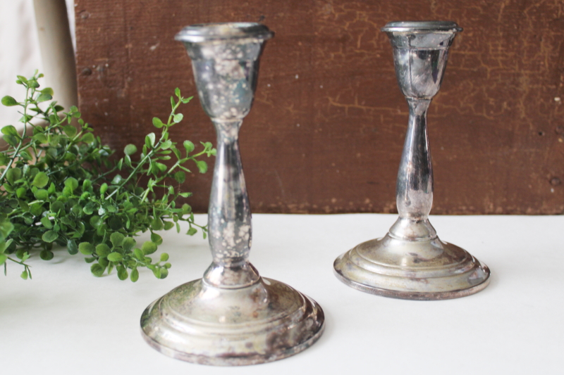 Gorham Suffolk Silversmiths vintage silver plate candlesticks, tall candle holders pair