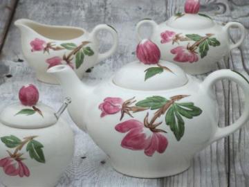 Green Arbor Continental Kilns vintage pottery tea pot cream sugar jam set