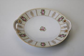 Hand Painted Nippon antique china cake plate, small serving tray w/ tiny handles