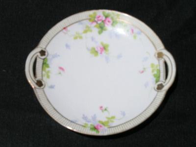 Hand-painted Nippon, vintage pink roses china plate