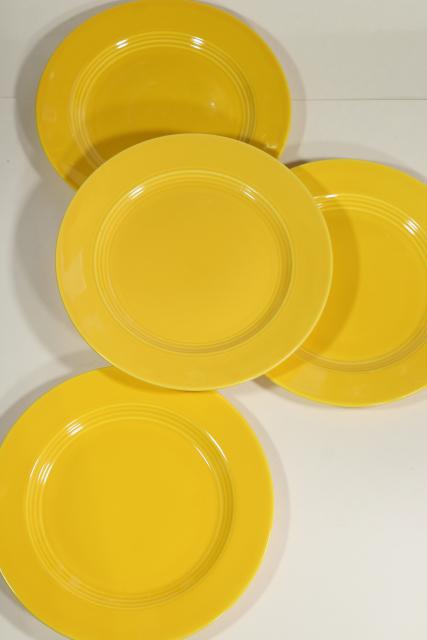 Harlequin yellow luncheon or dinner plates, vintage Homer Laughlin china