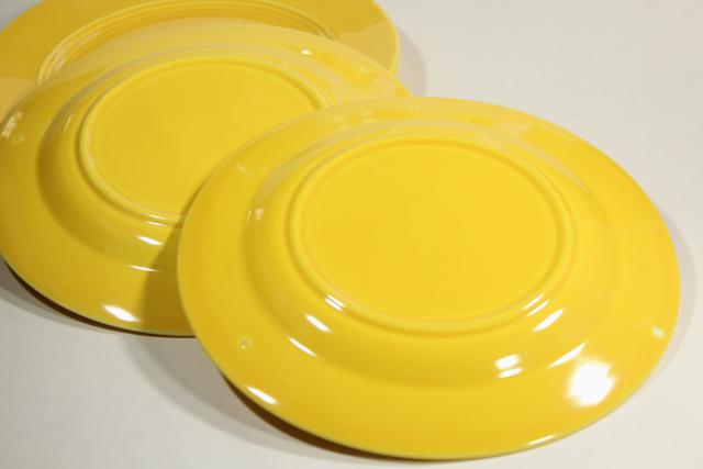 Harlequin yellow luncheon or dinner plates, vintage Homer Laughlin china