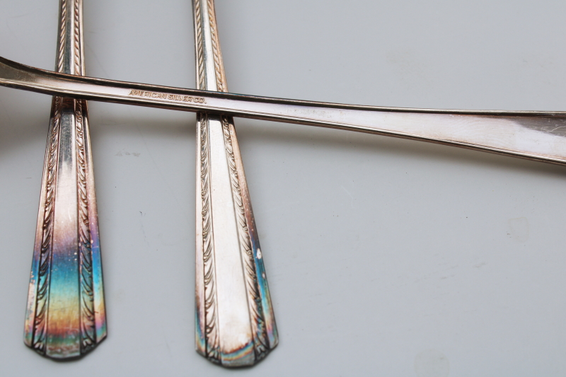 Harvest or Camelot pattern American Silver iced tea long handled spoons, 1960s vintage International silver