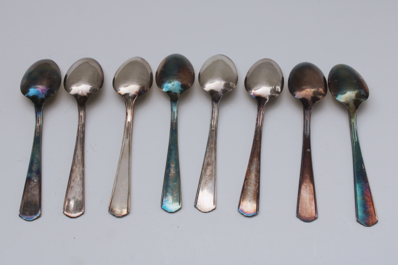 Harvest or Camelot pattern American Silver spoons set of 8 teaspoons, 1960s vintage International silver