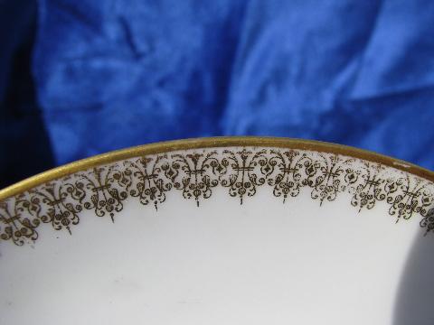 Haviland - Limoges, vintage French china cream soup bowls w/ saucers