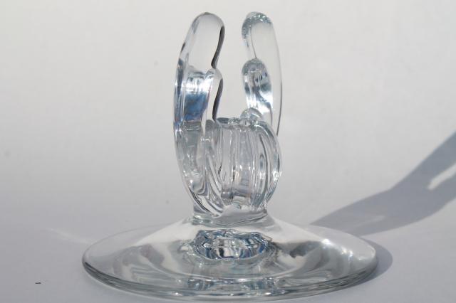 Heisey Crystolite clear glass candlesticks, pair of vintage candle holders