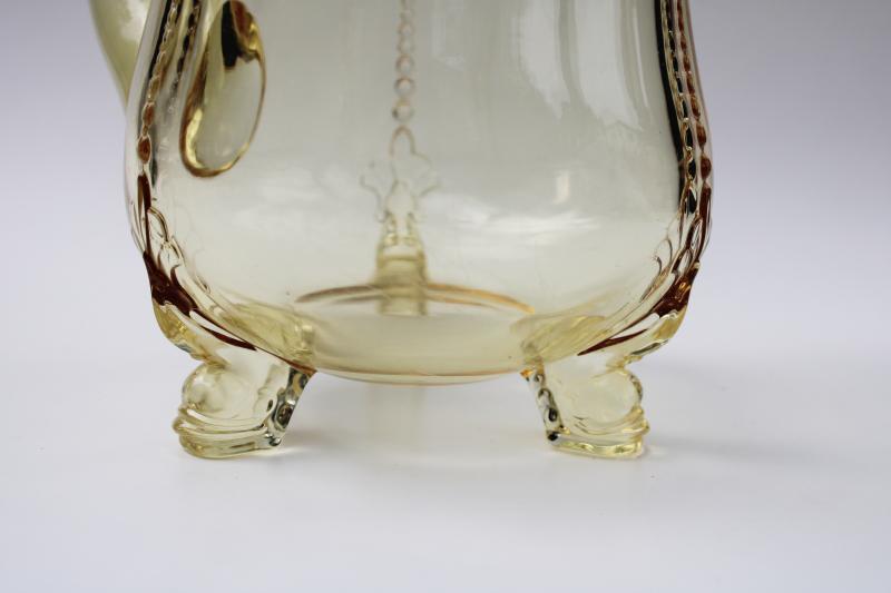 Heisey Empress water pitcher w/ dolphin shape feet, sahara yellow vintage depression glass