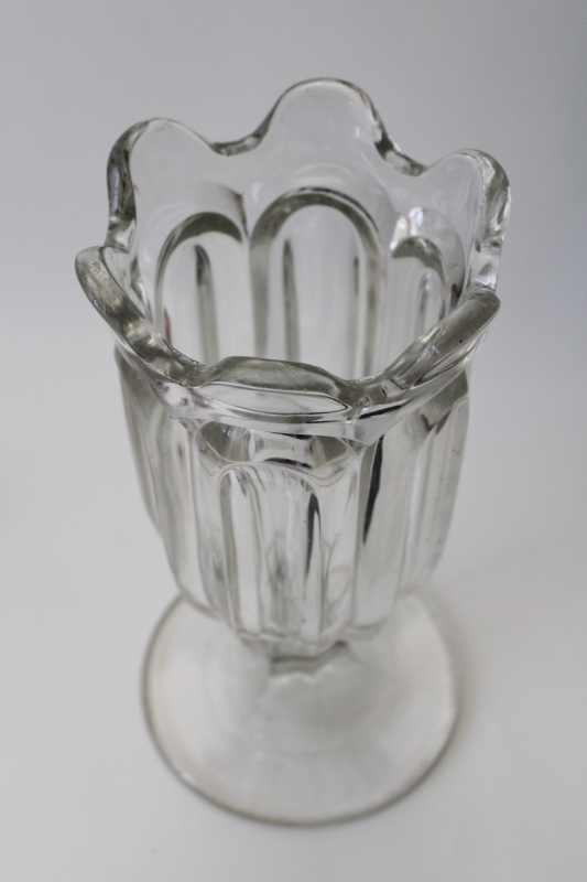 Heisey colonial panel glass vase, old candy jar or straw holder drugstore soda counter