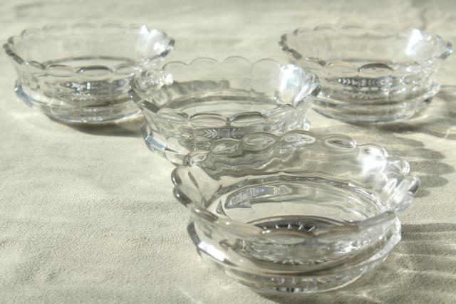 Heisey colonial pattern vintage crystal clear glass fruit bowls or dessert dishes