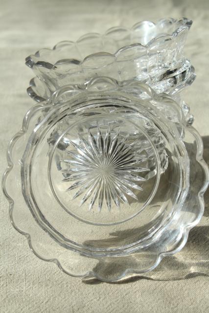 Heisey colonial pattern vintage crystal clear glass fruit bowls or dessert dishes